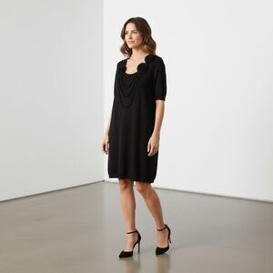 Vintage Anthropologie Black Knit Dress with Beaded Detail